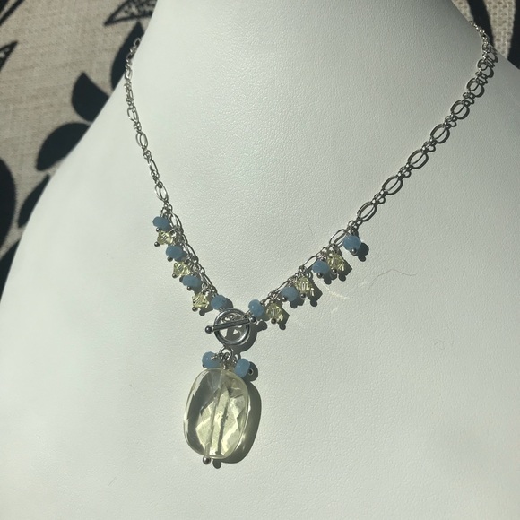 Handmade Citrine Blue Agate Necklace set - Picture 5 of 7